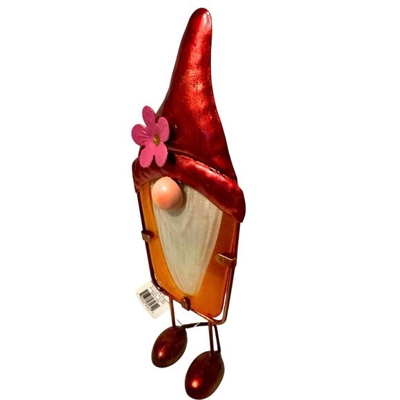 Whimsical Metal Gnome Figurine with Dangly Legs – Folk Art Style Shelf Decor - Picture 4 of 7